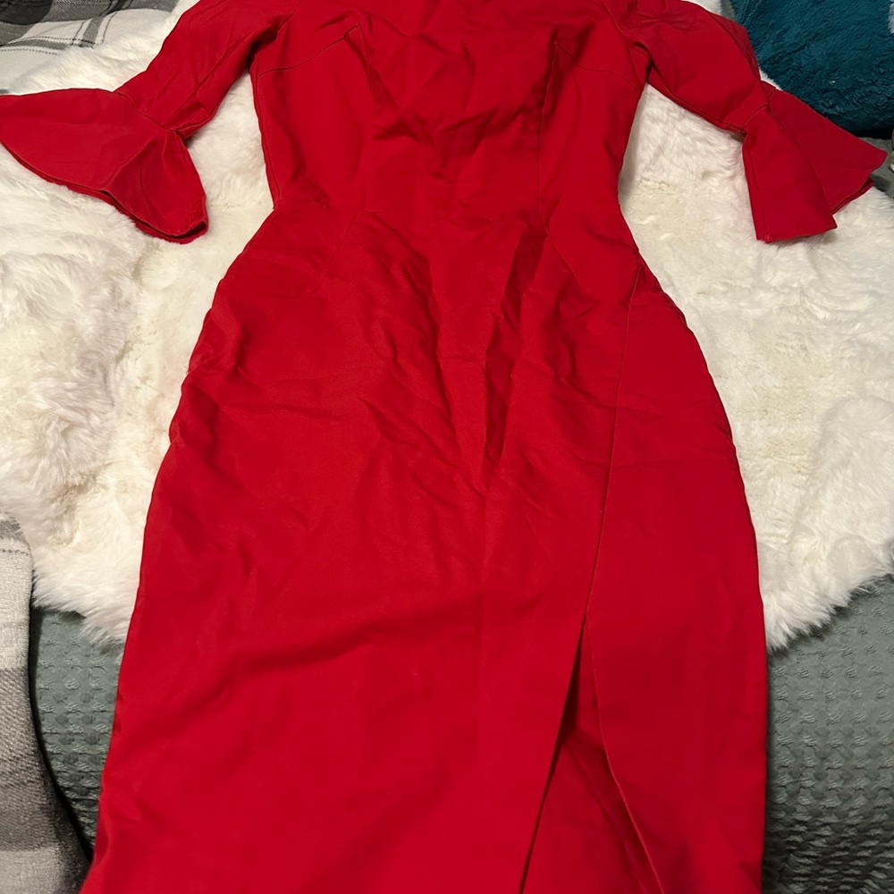 Zara Vibrant Red Long Sleeve Dress
